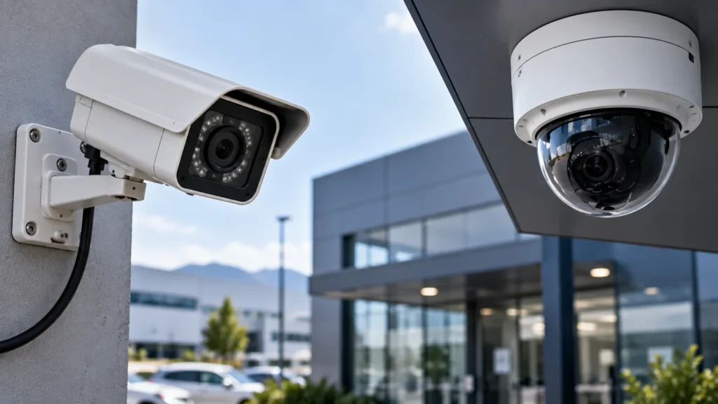 instalación de cámara de seguridad IP en negocio de Ecuador