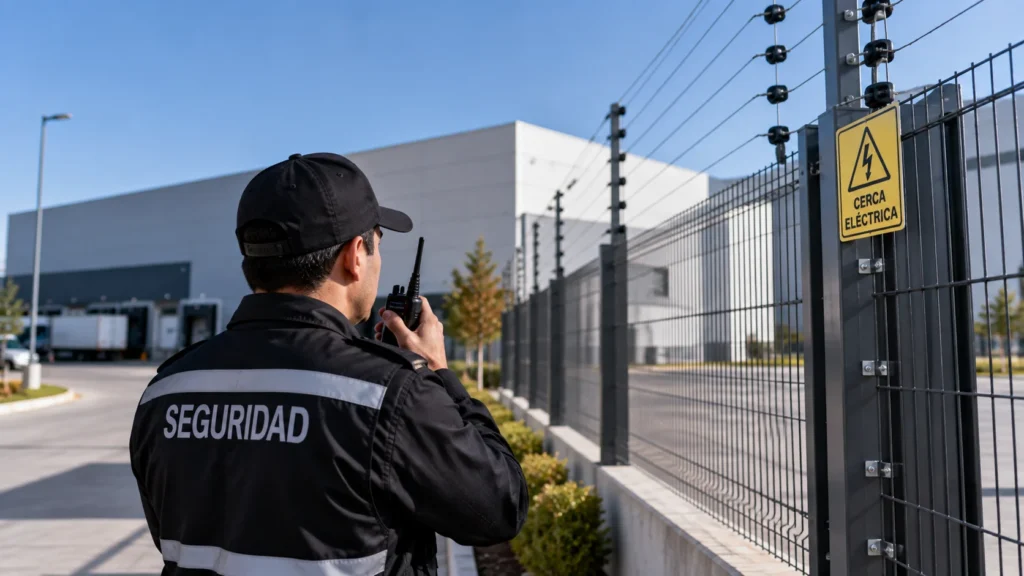 guardia de seguridad privada en recepción de empresa